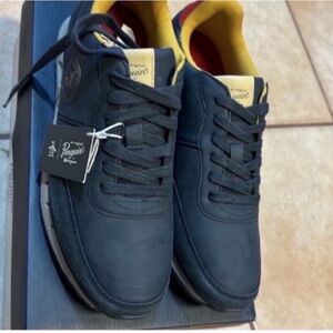 Original Penguin Blue Sneakers with Matte Finish and Low-Top Design